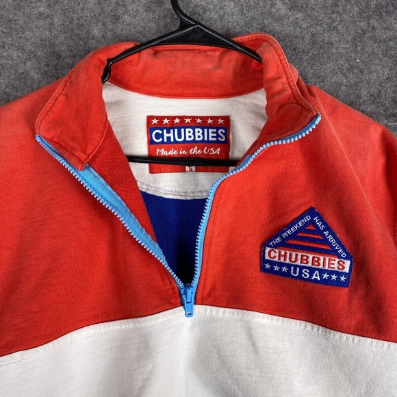 Chubbies‎ Sweater Mens Small Blue White Colorblock Pullover 1/4 Zip - Picture 7 of 12